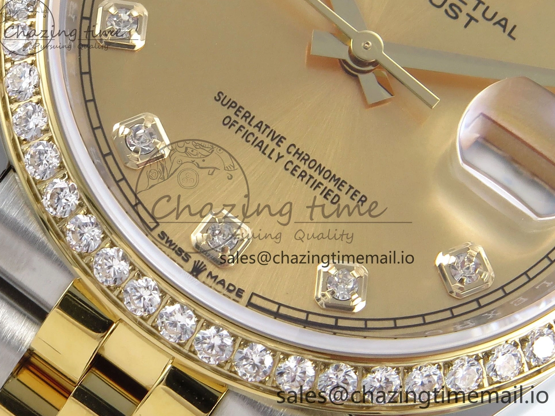 MiroTime 1223 Attractive DateJust 36 126283RBR EWEF Best Edition YG Diamonds Dial on SS YG Jubilee Bracelet A 635